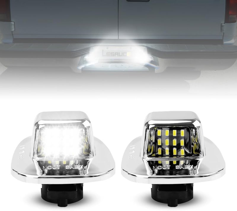LESAUCE Upgraded LED License Plate Lights For 1988-2000 Chevy C/K-Series 1500/2500/3500 Pickup, 6000K White, Tag Lamp Assembly Replacement, IP68 Waterprooof, Pack of 2 - Image 1